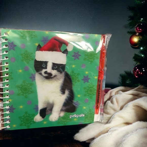 Holiday Santa Tuxedo Cat Petpals Notebook Journal Green - Picture 2 of 5